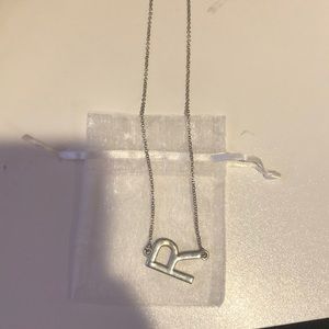 Sterling silver R initial necklace